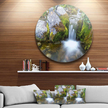 Summer Water Stream - Landscape Photography Circle Metal Wall Decor